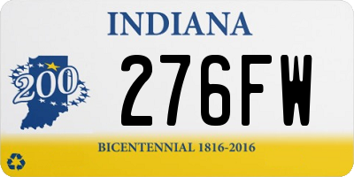 IN license plate 276FW