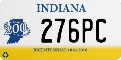 IN license plate 276PC