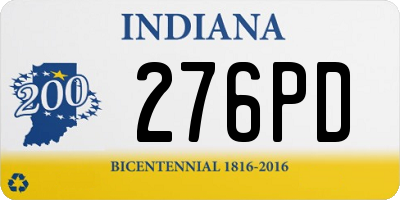 IN license plate 276PD
