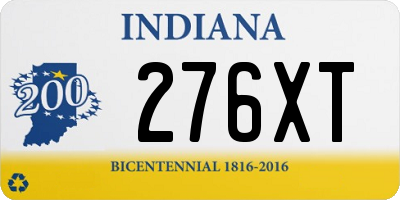 IN license plate 276XT