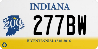 IN license plate 277BW