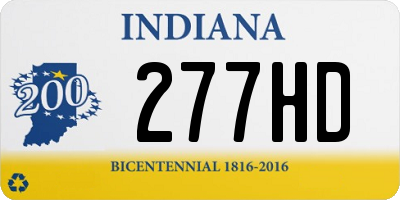 IN license plate 277HD