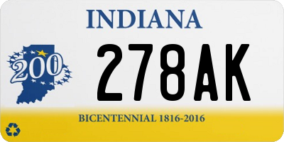 IN license plate 278AK