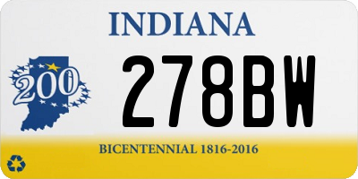 IN license plate 278BW