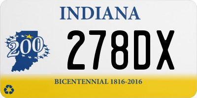 IN license plate 278DX