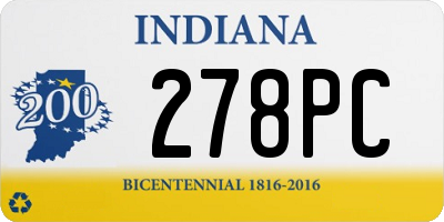 IN license plate 278PC