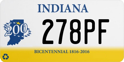 IN license plate 278PF