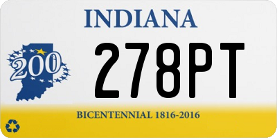 IN license plate 278PT