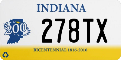 IN license plate 278TX