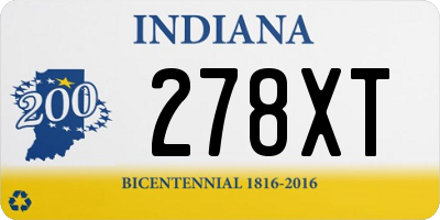 IN license plate 278XT