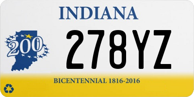 IN license plate 278YZ