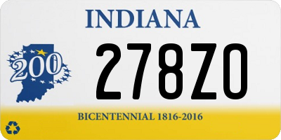 IN license plate 278ZO