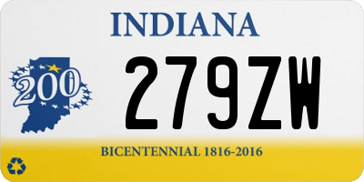 IN license plate 279ZW