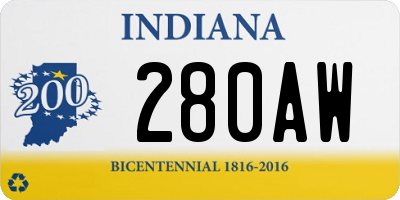 IN license plate 280AW