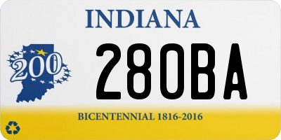 IN license plate 280BA