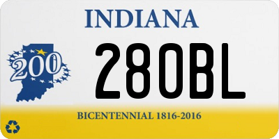 IN license plate 280BL