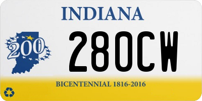 IN license plate 280CW