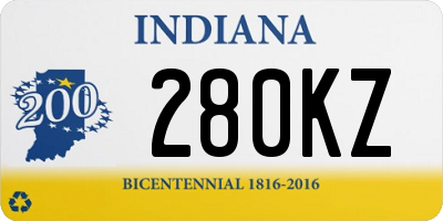 IN license plate 280KZ