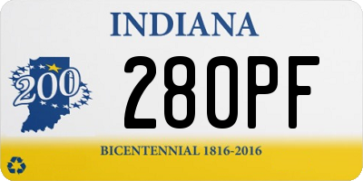 IN license plate 280PF