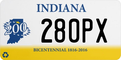 IN license plate 280PX