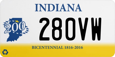 IN license plate 280VW