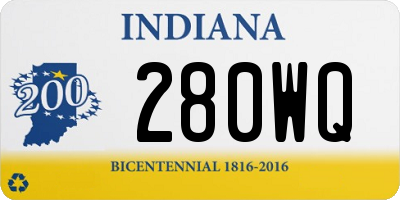 IN license plate 280WQ