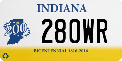 IN license plate 280WR