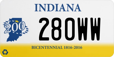 IN license plate 280WW