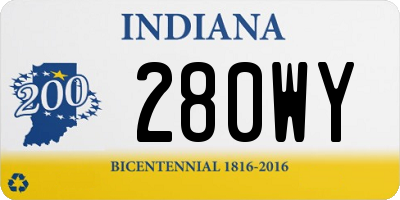 IN license plate 280WY