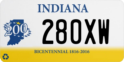 IN license plate 280XW