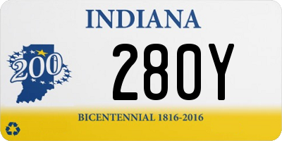 IN license plate 280Y