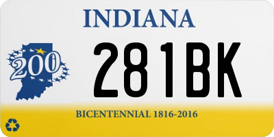 IN license plate 281BK