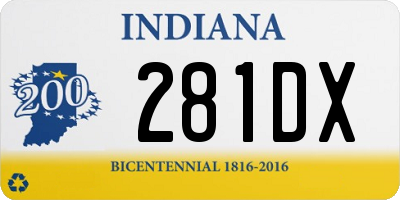 IN license plate 281DX