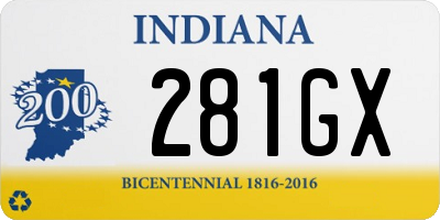 IN license plate 281GX