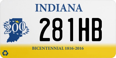 IN license plate 281HB