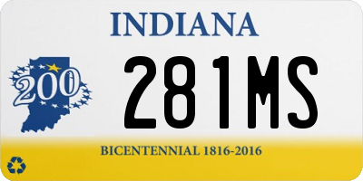 IN license plate 281MS