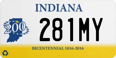 IN license plate 281MY