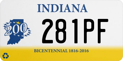 IN license plate 281PF