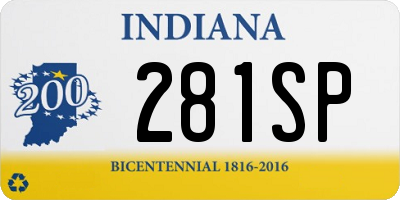 IN license plate 281SP