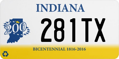 IN license plate 281TX