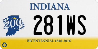 IN license plate 281WS