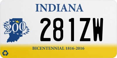 IN license plate 281ZW