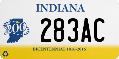 IN license plate 283AC