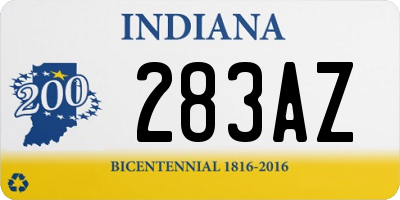 IN license plate 283AZ