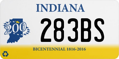 IN license plate 283BS