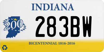 IN license plate 283BW