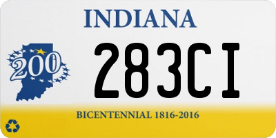 IN license plate 283CI