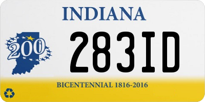 IN license plate 283ID