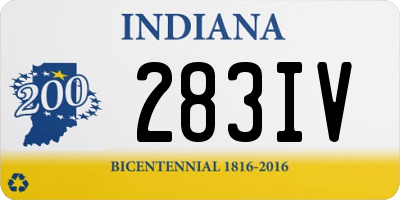 IN license plate 283IV