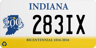 IN license plate 283IX